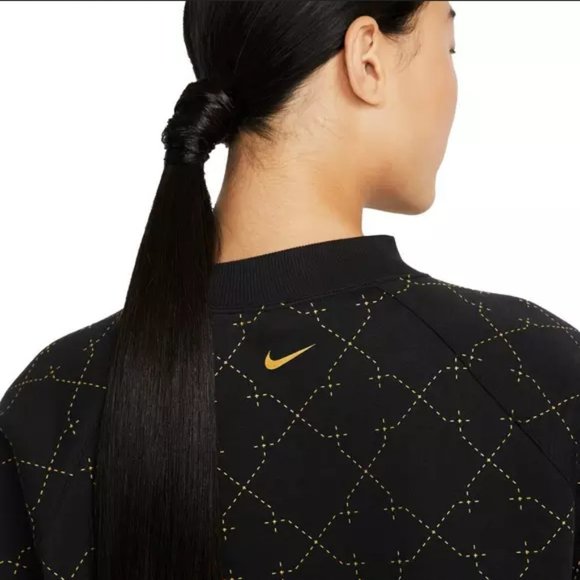 Nike Women's Plus Cropped Novelty Fleece Crew Sweatshirt-Black/Gold Size 3X - Picture 10 of 10